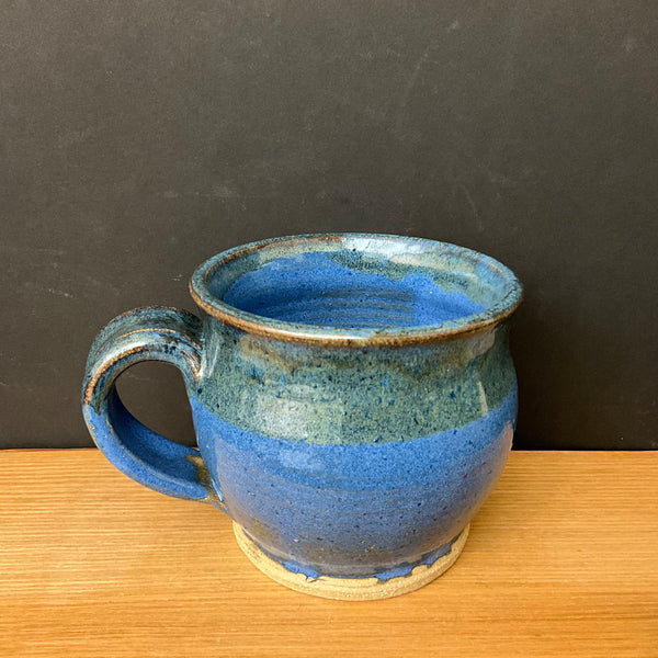 Chunky Blue Mug with Green Rim