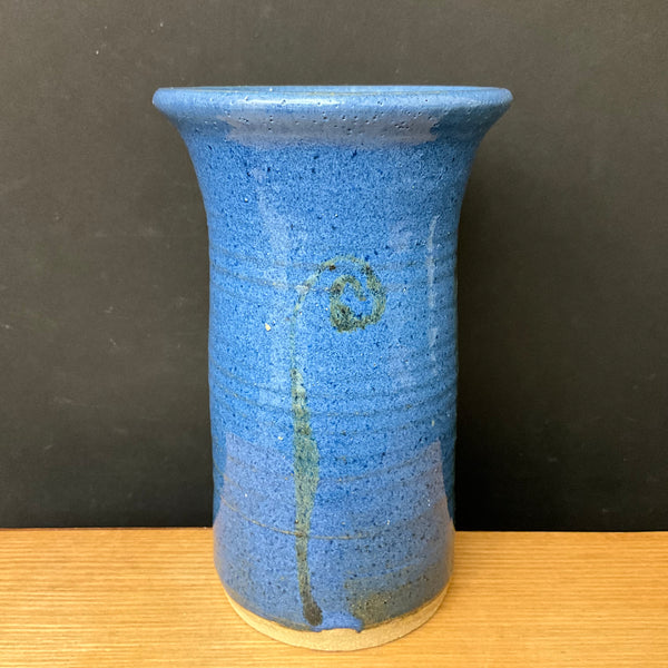 Small Bright Blue Vase w Curl Design