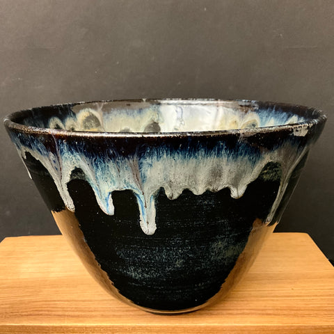 Deep Serving Bowl in Black with Rust Undertone