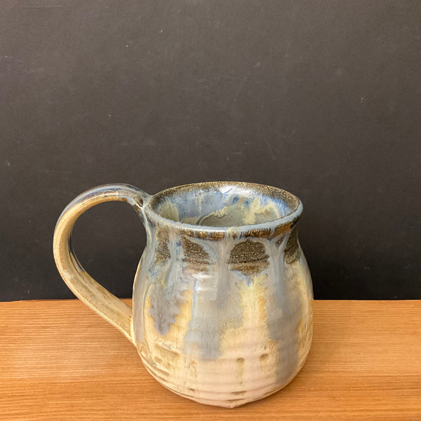 Chunky Mug Cream with Blue Drip Glaze