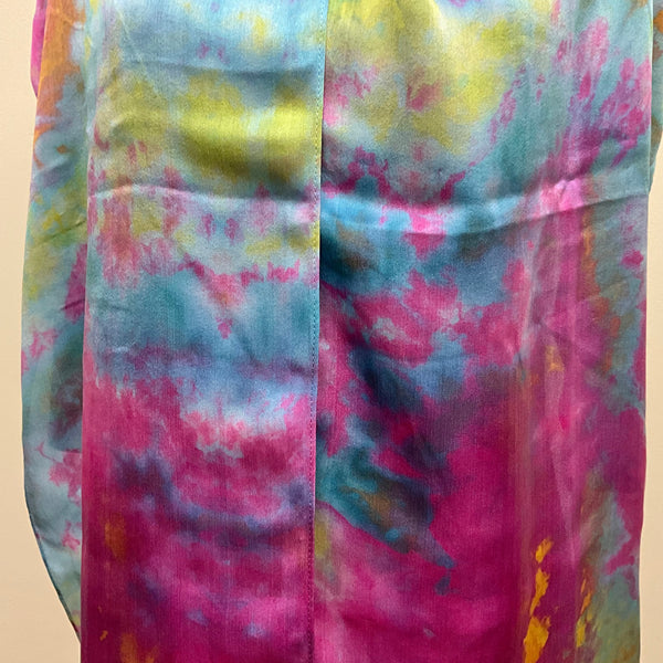 large Ice Dyed Silk Satin Scarf - Dulac Colorway