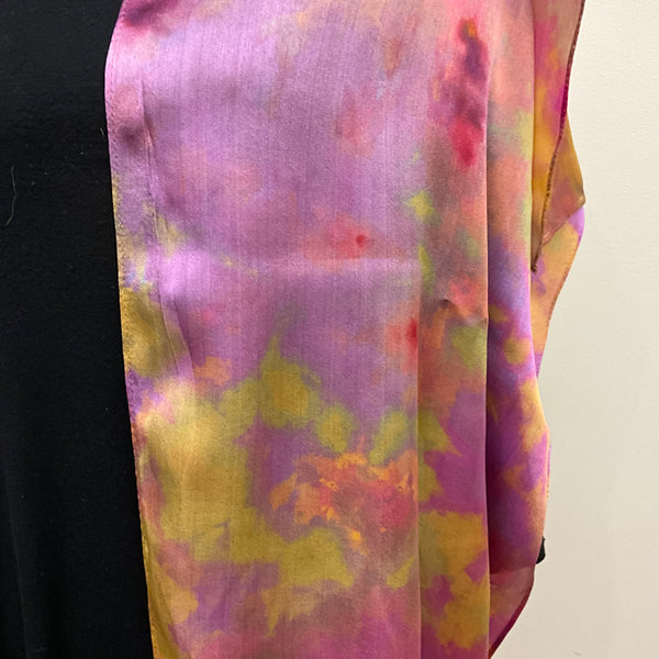 large Ice Dyed Silk Satin Scarf - O'Keeffe Colorway