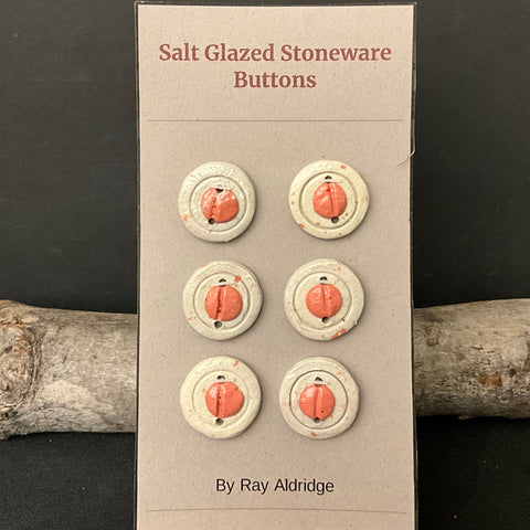 6 Buttons - Cream and Coral