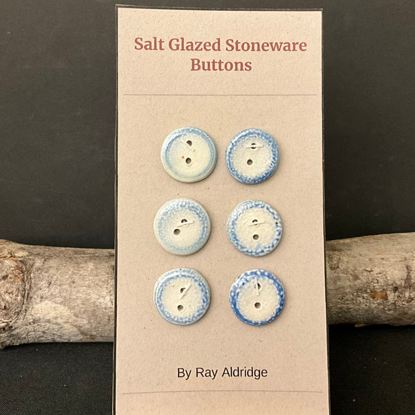 6 Buttons - Cream with Blue Rim