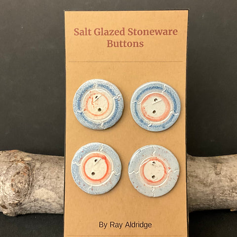 4 Buttons - Blue with Orange Circles