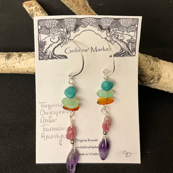 Multi Gemstone dangle Earrings Earrings