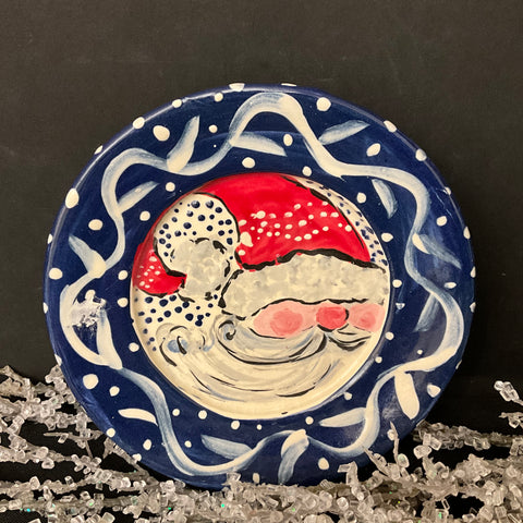 Mini Santa Plate w Dark Blue Rim