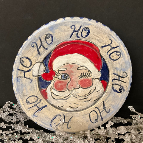 Small Carved Plate Santa Ho Ho Ho