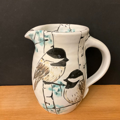 Pitcher with Chickadees