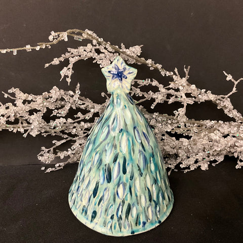 Small Ceramic Tree Light Green Blue Flecks w Star