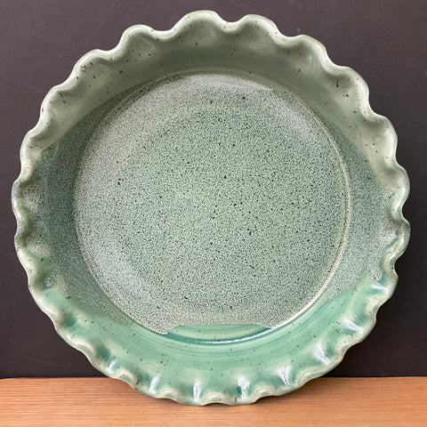 Pie Plate in Greens with Fluted Edge