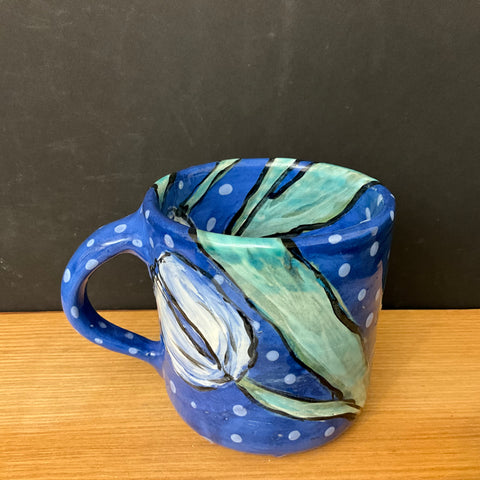 Petite Mug Brilliant Blue w Blue Tulips