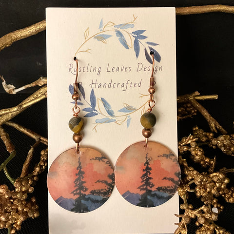 Twilight Disc Earrings with Lone Evergreen