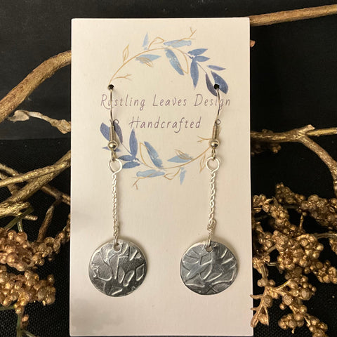 Petite Disc Earrings with Leaf Pattern