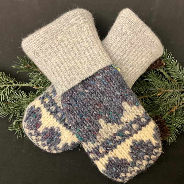 Mittens - Purple/Blue Heather Geometric Pattern