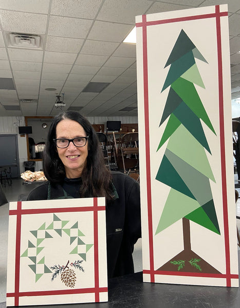 Barn Quilt Pinecone Wreath 1’x1’