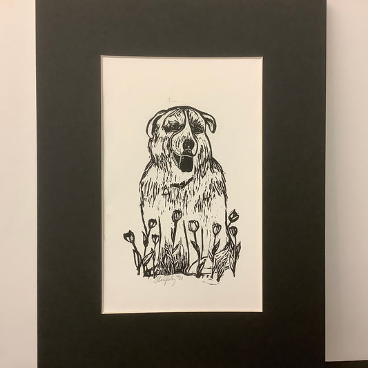 “Sweet Emma” Rubber Block Print with Black Mat