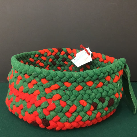 Large Braided Basket Green & Red