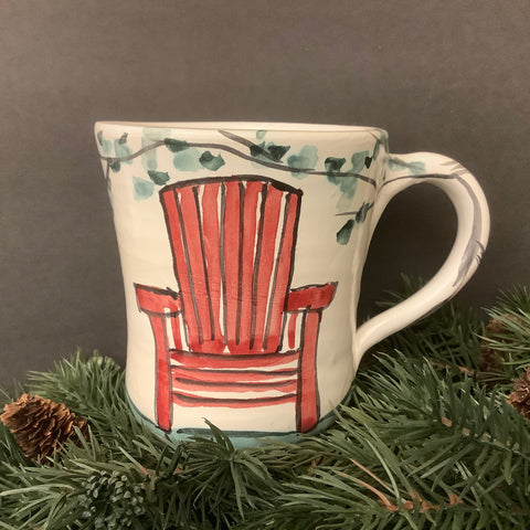 Mug White with Red Adirondack Chair