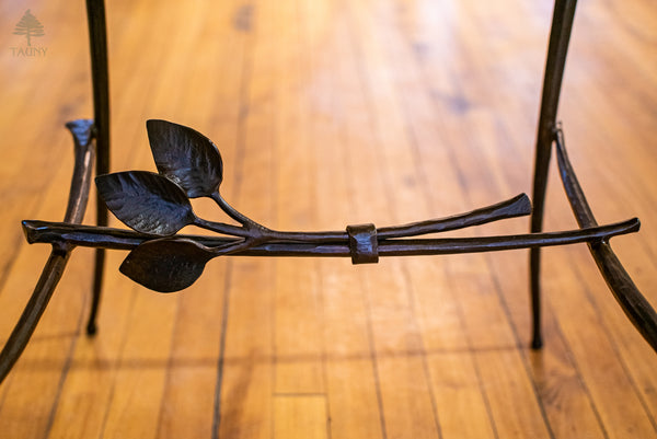 “Bistro” Table, Hand-forged Iron, Hand-milled Walnut