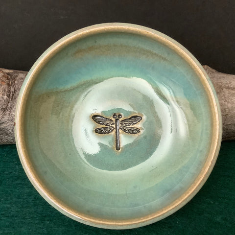 Trinket Dish Dragonfly Design Pale Blue/green, Ann Donovan, Redwood, NY