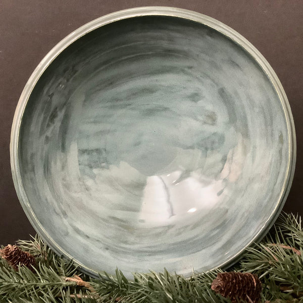 Bowl Teal with Streaked Glaze