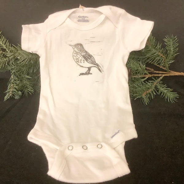 Onesie “Hermit Thrush” 3-6 Month Size