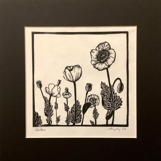“Volunteers” Rubber Block Print Matted