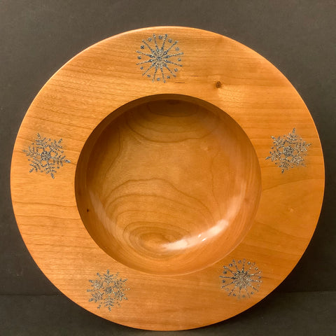 Cherry Bowl with Embossed Snowflakes