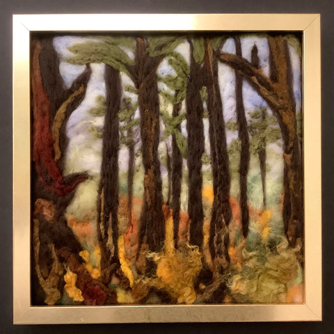 “Forest Walk”Hand Felted Framed Art