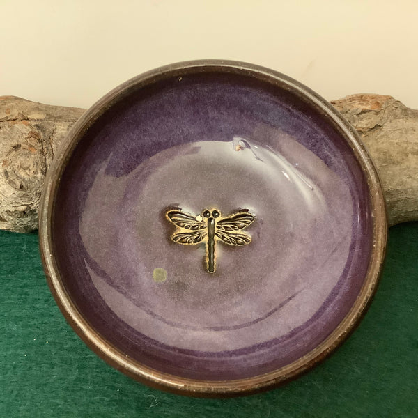 Trinket Dish Dragonfly Design Purple