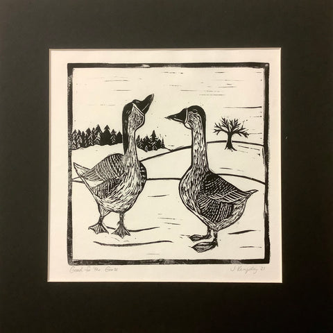 “Good for the Goose” Rubber Block Print Matted