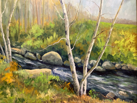 “Birches by the Brook” Oil on Linen Canvas