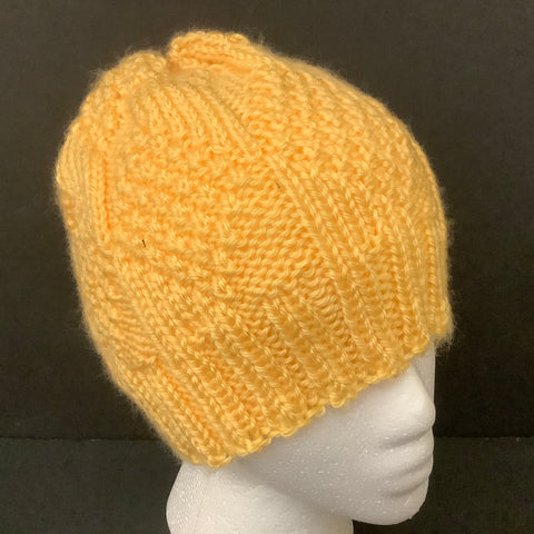 Hand Knitted Hat in Sunflower Yellow, Donna McGill, Potsdam, NY