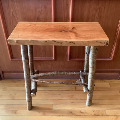 End Table with Cherry Top and Birch Legs, Gary Bezio, Keeseville, NY
