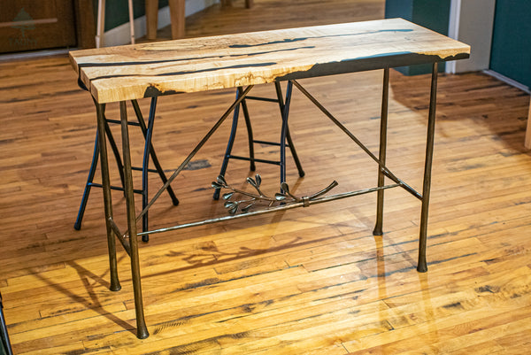 Table, Hand-forged Iron & Hand-milled Sugar Maple with Epoxy