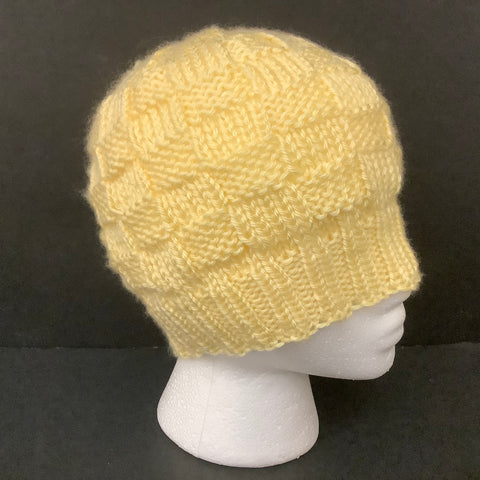 Hand Knitted Light Weight Hat in Pale Yellow, Donna McGill, Potsdam, NY
