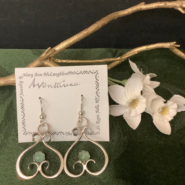 Silver “Darling” Earrings with Aventurine