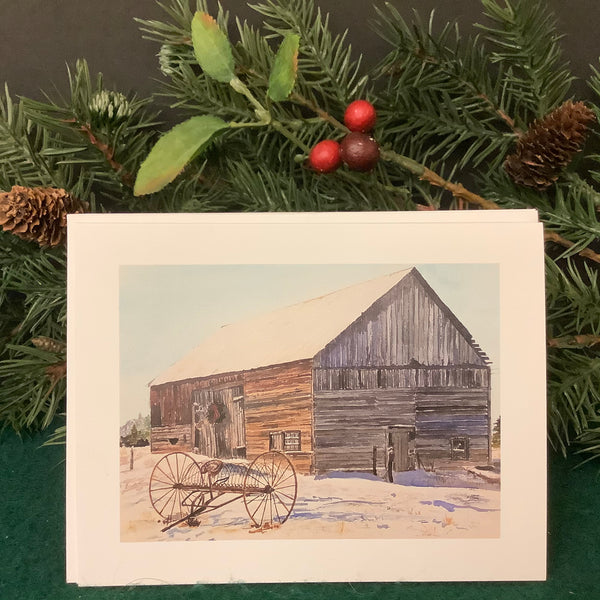 “Barn with Old Hay Rake” pack of 2 notecards