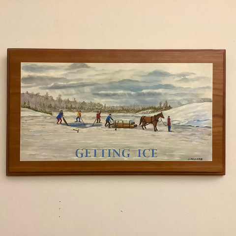 “Getting Ice” Oil Painting on Cherry Board
