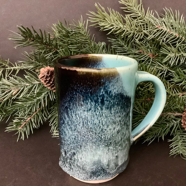 Tall Mug Black & Turquoise