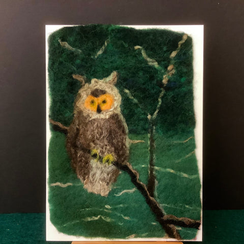 Hand Felted Card "Barred Owl”, Kathy Montan, Canton, NY