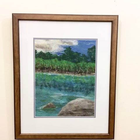 “Carry Falls Reservoir” Hand Felted Framed Art, Kathy Montan, Canton, NY