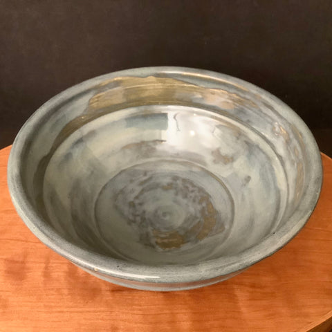 Ridged Bowl Bluish Gray with Streaked Glaze, Joanne Arvisais, Plattsburgh, NY