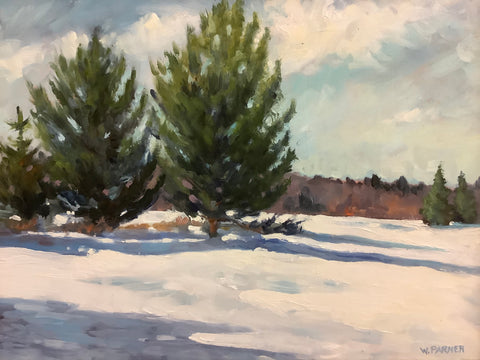 “Bright Day: Late Winter” Oil on Canvas Board, William Parmer, Winthrop, NY