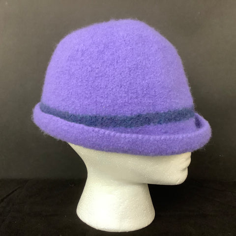 Hand Felted Wool Hat Violet with Blue Band, Robin Dow Hopper