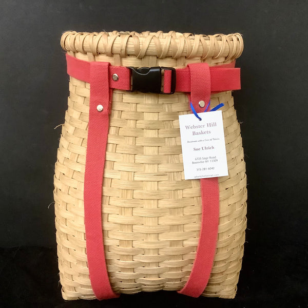 Small Adirondack Pack Basket with Red Woven Straps