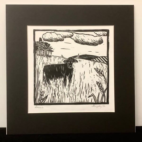 “Adeline” Rubber Block Print Matted
