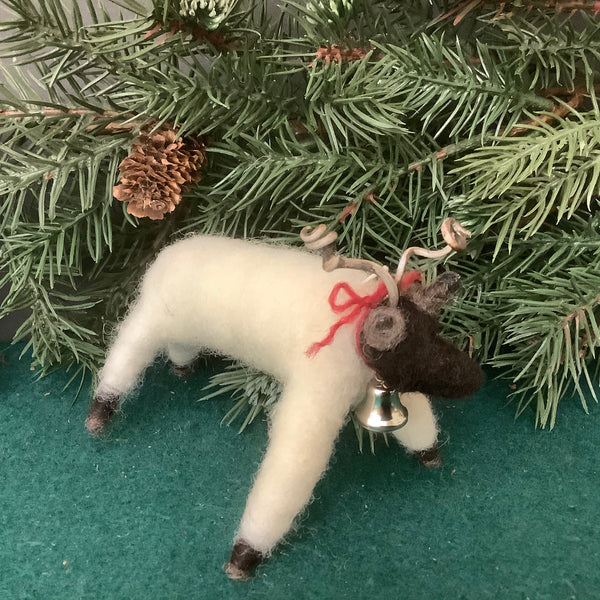 Felted Sheep Ornament White