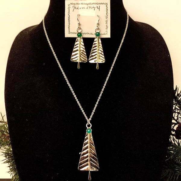 Silver Tree Jewelry with Green Onyx